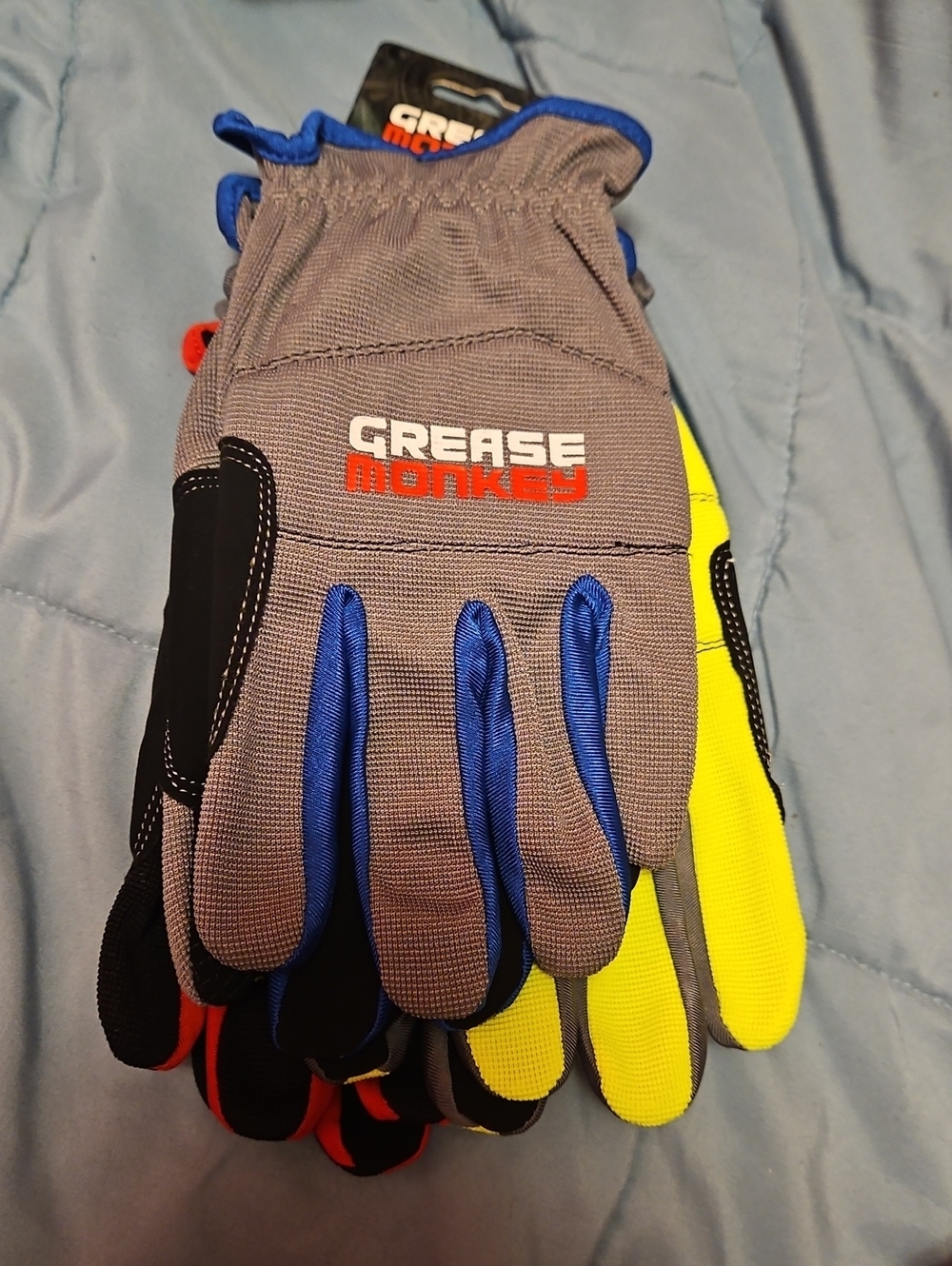 Men’s Gray and Blue Work Gloves Large